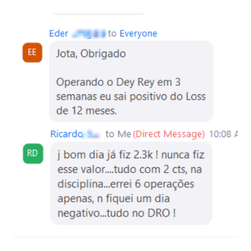 Eder: em 3 semanas saí positivo do loss de 12 meses. Ricardo: já fiz 2.3k, nunca fiz esse valor